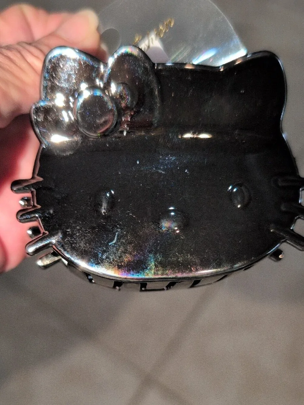 Hello Kitty Shiny Black Metallic Cat Face Hair Clip